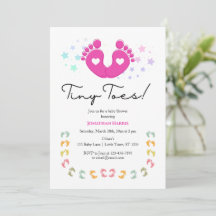 Uitnodiging voor de baby shower van Tiny Toes