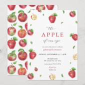 Uitnodiging voor de babyborrel "De Rode Appel van  (Voorkant / Achterkant)