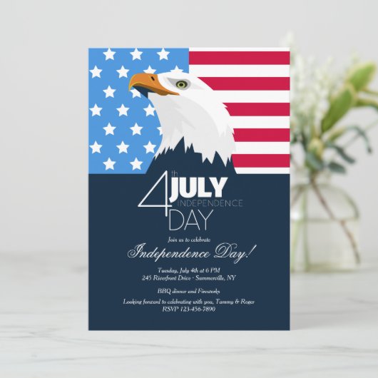 Uitnodiging voor de Bald Eagle Independence Day (Staand voorkant)