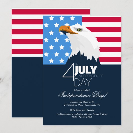 Uitnodiging voor de Bald Eagle Independence Day (Voorkant / Achterkant)