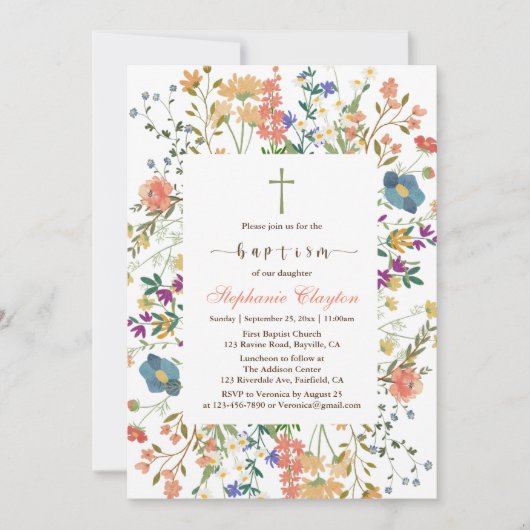 Uitnodiging voor de bloemendoop in het wild (Voorkant)