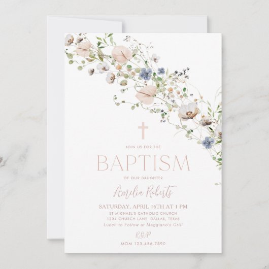 Uitnodiging voor de bloemendoop in het wild (Voorkant)