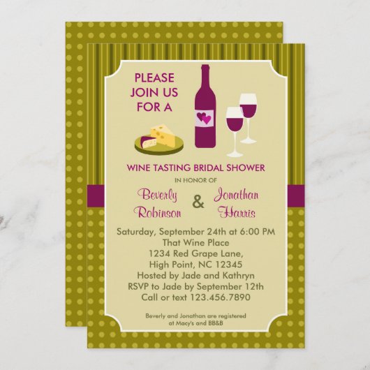 Uitnodiging voor de bridale douche van Wijntesting (Voorkant / Achterkant)