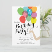 Uitnodiging voor de Bright Birthday Balloons Party (Staand voorkant)