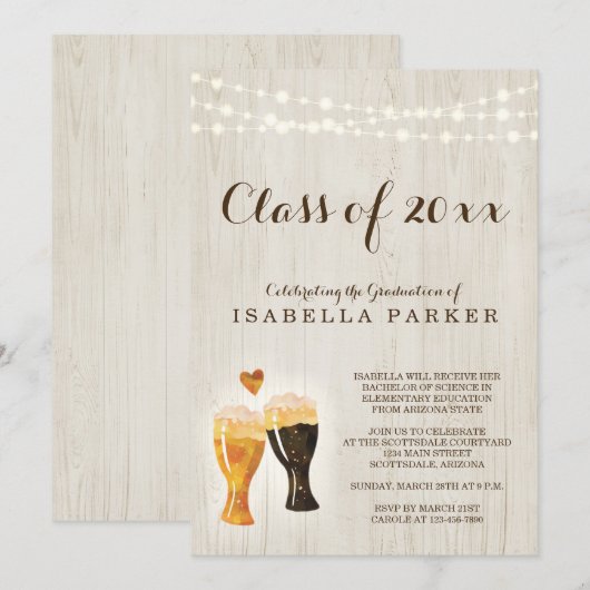 Uitnodiging voor de brouwerijafdeling | Rustic Bee (Voorkant / Achterkant)