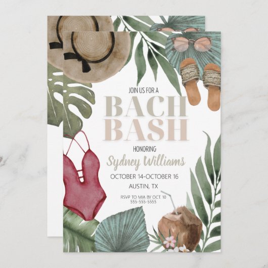 UITNODIGING VOOR DE BRUID-JUFFERS FEest STRAND ITI (Voorkant / Achterkant)