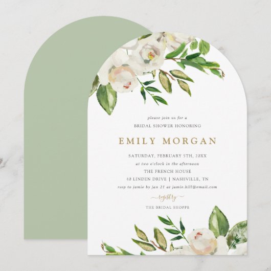 Uitnodiging voor de Bruidsbruiloft van Gilded Bloo (Voorkant / Achterkant)