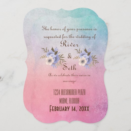 Uitnodiging voor de bruiloft (Voorkant / Achterkant)