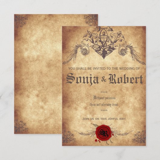 uitnodiging voor de bruiloft Medieval Fantasy (Voorkant / Achterkant)