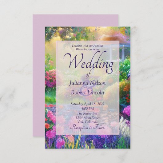 Uitnodiging voor de bruiloft met zonnebloemen (Voorkant / Achterkant)