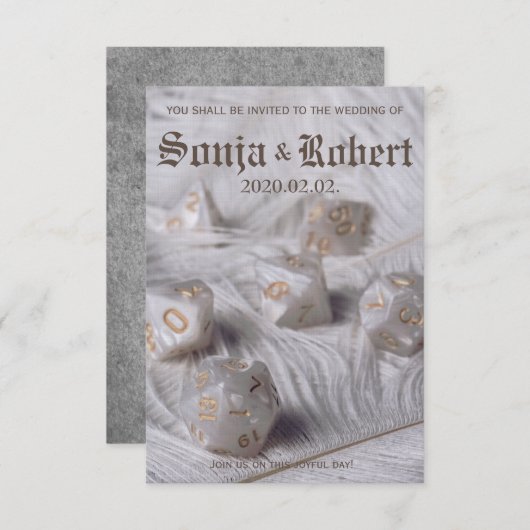  uitnodiging voor de bruiloft RPG Dice (Voorkant / Achterkant)