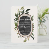 Uitnodiging voor de bruiloft van een bijtende hout (Staand voorkant)