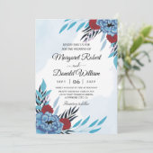 uitnodiging voor de bruiloft van floral maroon en  (Staand voorkant)
