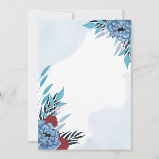 uitnodiging voor de bruiloft van floral maroon en  (Achterkant)