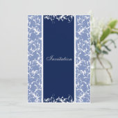 uitnodiging voor de bruiloft van marine Damask (Staand voorkant)