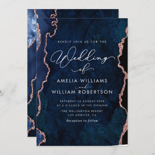 uitnodiging voor de bruiloft van marjoen blue en r (Voorkant / Achterkant)