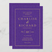 Uitnodiging voor de bruiloft van paarse wijnstokke (Voorkant / Achterkant)