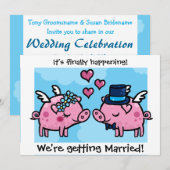 Uitnodiging voor de bruiloft van Vliegende Biggetj (Voorkant / Achterkant)