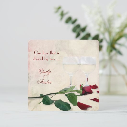 Uitnodiging voor de bruiloft van wijn en Roos (Staand voorkant)