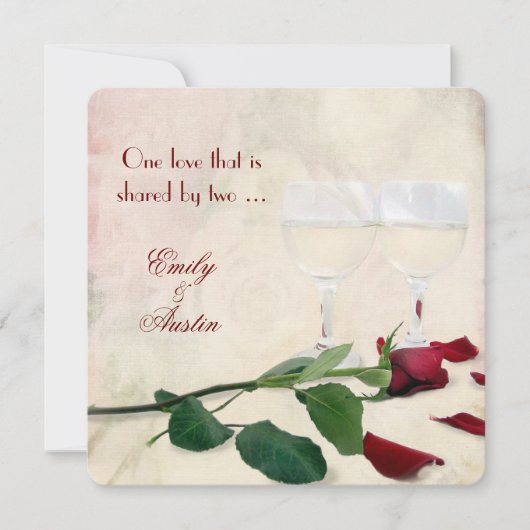 Uitnodiging voor de bruiloft van wijn en Roos (Voorkant)