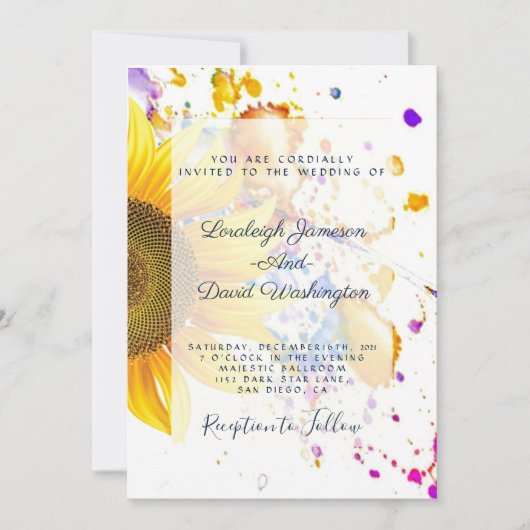 Uitnodiging voor de bruiloft van zonnebloemen (Voorkant)