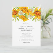 Uitnodiging voor de bruiloft van zonnebloemen (Staand voorkant)