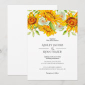 Uitnodiging voor de bruiloft van zonnebloemen (Voorkant / Achterkant)