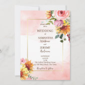 Uitnodiging voor de bruiloft van zonnebloemen en r (Voorkant)