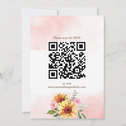 Uitnodiging voor de bruiloft van zonnebloemen en r (Achterkant)