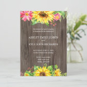 Uitnodiging voor de bruiloft van zonnebloemen met  (Staand voorkant)