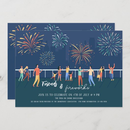Uitnodiging voor de buurt vuurwerkshow (Voorkant / Achterkant)