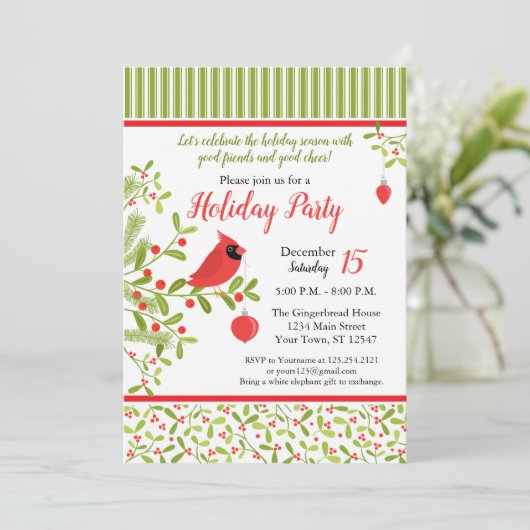 Uitnodiging voor de Cardinal Holiday Party (Staand voorkant)