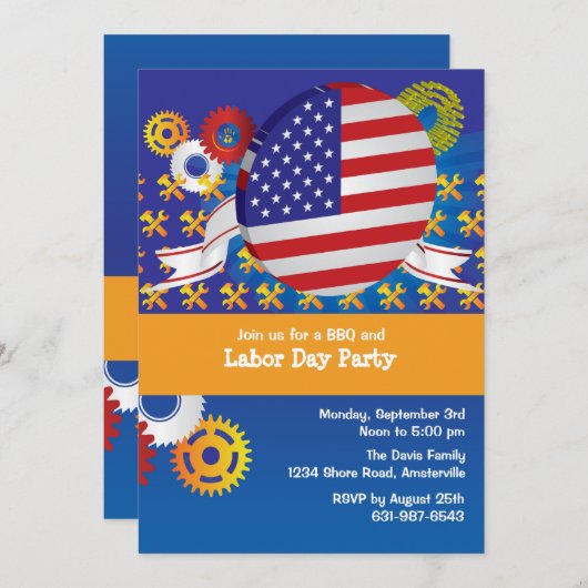 Uitnodiging voor de Dag van de Arbeid (Voorkant / Achterkant)