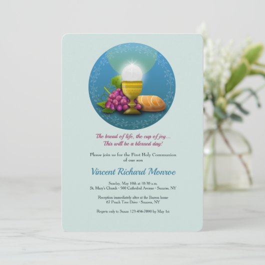 Uitnodiging voor de Dag van de Communie met Kruis (Staand voorkant)