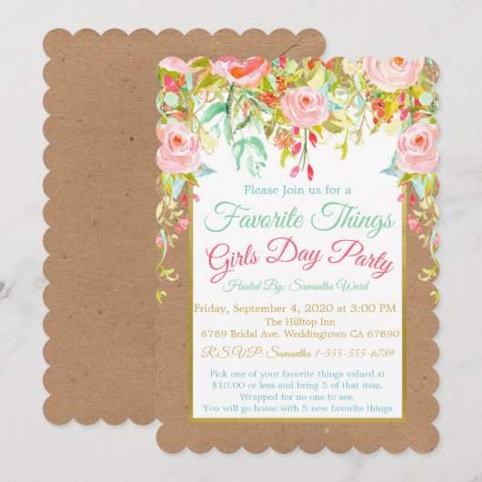 Uitnodiging voor de dag van de favoriete Dingen (Voorkant / Achterkant)