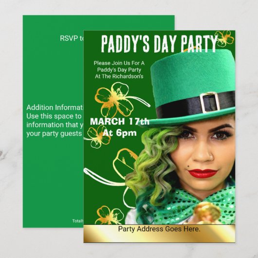 Uitnodiging voor de dag van de St. Patrick (Voorkant / Achterkant)