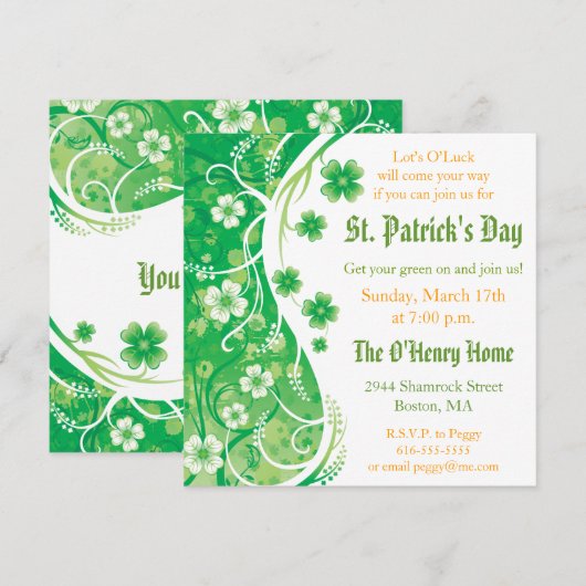Uitnodiging voor de dag van de St. Patrick (Voorkant / Achterkant)