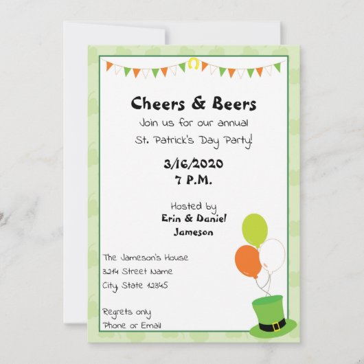 Uitnodiging voor de dag van de St. Patrick (Voorkant)