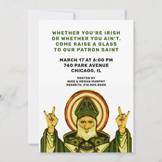 Uitnodiging voor de dag van de St. Patrick (Voorkant)