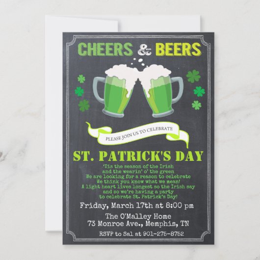 Uitnodiging voor de dag van de St. Patrick (Voorkant)