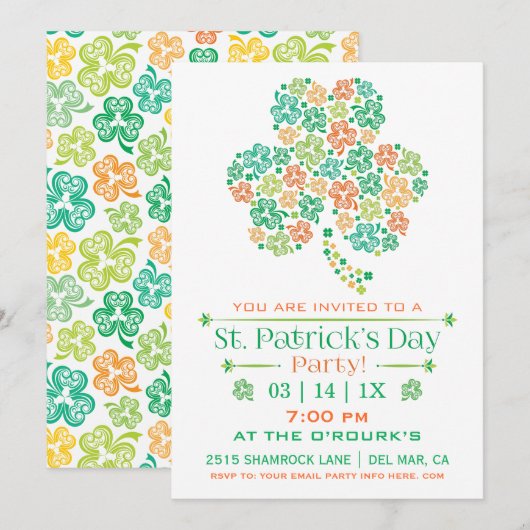 Uitnodiging voor de dag van de St. Patrick (Voorkant / Achterkant)