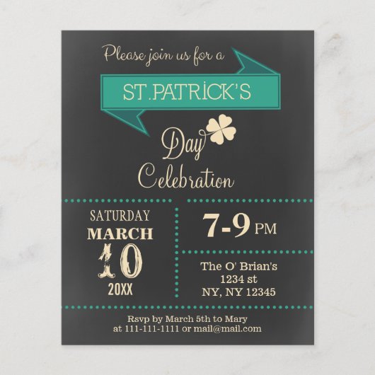 Uitnodiging voor de dag van de St Patricks-partij  (Voorkant)