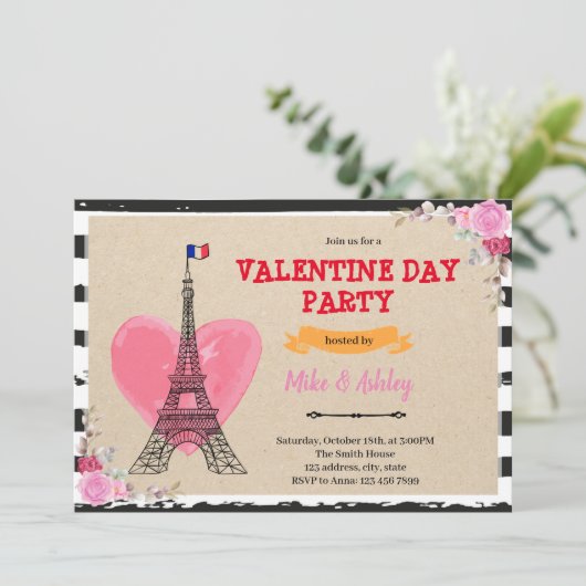 Uitnodiging voor de dag van de valentijn van Parij (Staand voorkant)