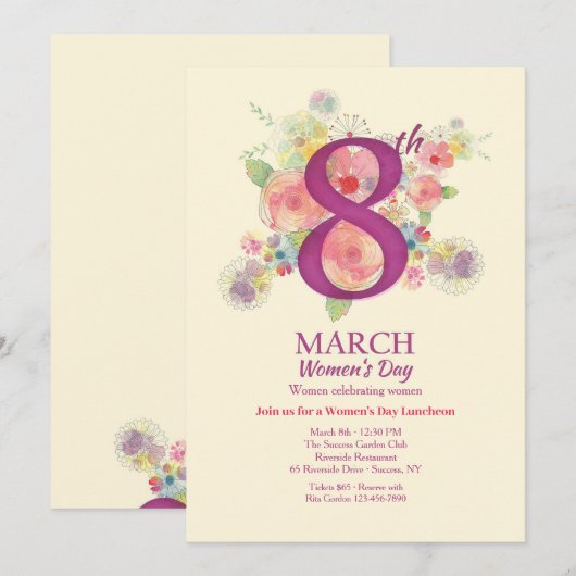 Uitnodiging voor de dag van de vrouw (Voorkant / Achterkant)