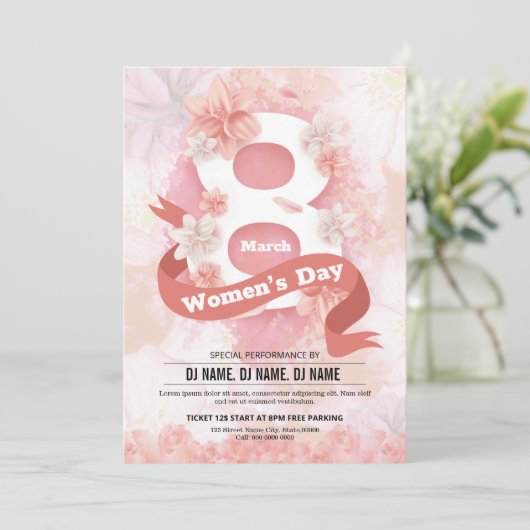 Uitnodiging voor de Dag van de Vrouw Sjabloon (Staand voorkant)