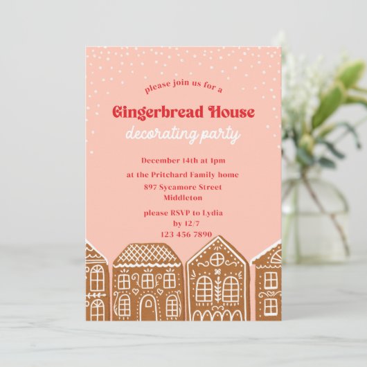 Uitnodiging voor de Decoratieve Partij van Gingerb (Staand voorkant)