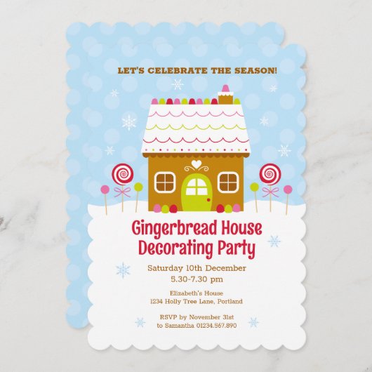 Uitnodiging voor de Decoratieve Partij van Gingerb (Voorkant / Achterkant)