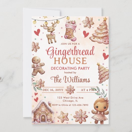 Uitnodiging voor de Decoratieve Partij van Gingerb (Voorkant)