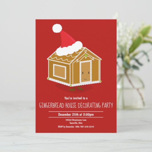 Uitnodiging voor de Decoratieve Partij van Gingerb (Staand voorkant)