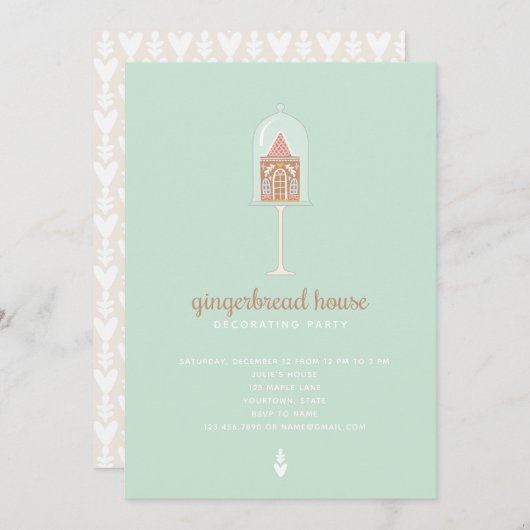Uitnodiging voor de Decoratieve Partij van Gingerb (Voorkant / Achterkant)
